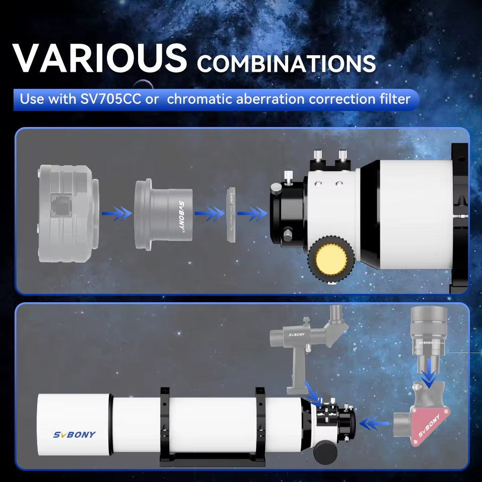 SV48P 102Mm Achromatic Telescope Refractor Astronomical Telescope Set for Deep Sky Photography Astronomical Observation