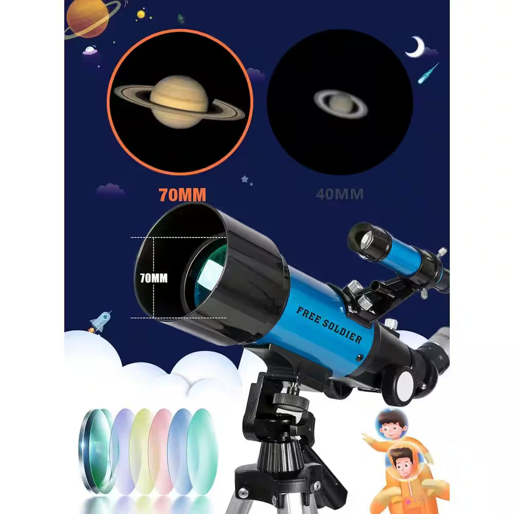 Telescope for Adults 70 Mm Aperture and 400 Mm Focal Length Professional Refractor with Remote