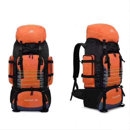 90L Orange Nylon Camping Backpack Waterproof Travel Bag Hiking Army Climbing Bag