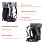 Men'S Backpack 40L Climbing Backpack Travel Shoulder Bag Fishing Trekking Rucksack Camping Hiking Backpack with Cover