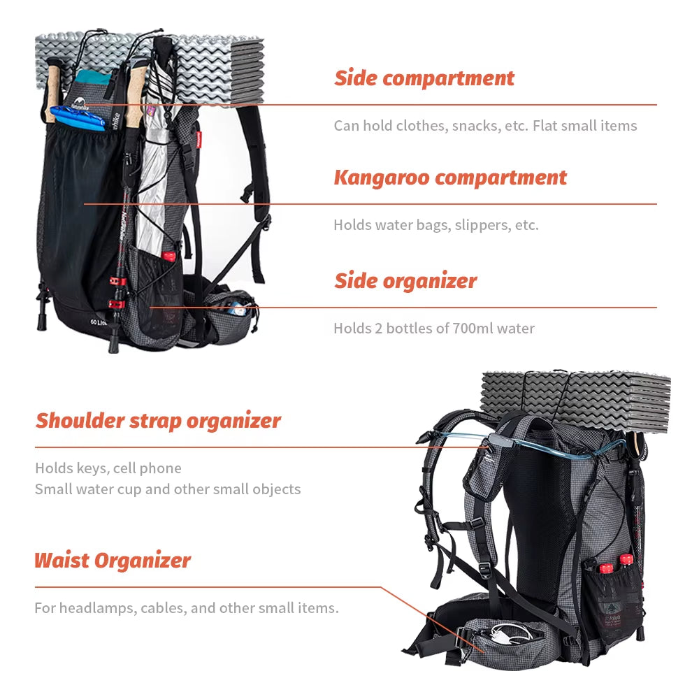 Men'S Backpack 40L Climbing Backpack Travel Shoulder Bag Fishing Trekking Rucksack Camping Hiking Backpack with Cover