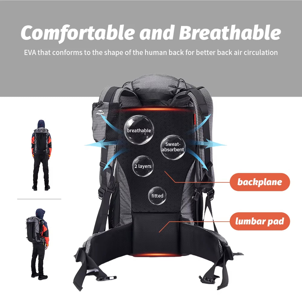 Men'S Backpack 40L Climbing Backpack Travel Shoulder Bag Fishing Trekking Rucksack Camping Hiking Backpack with Cover