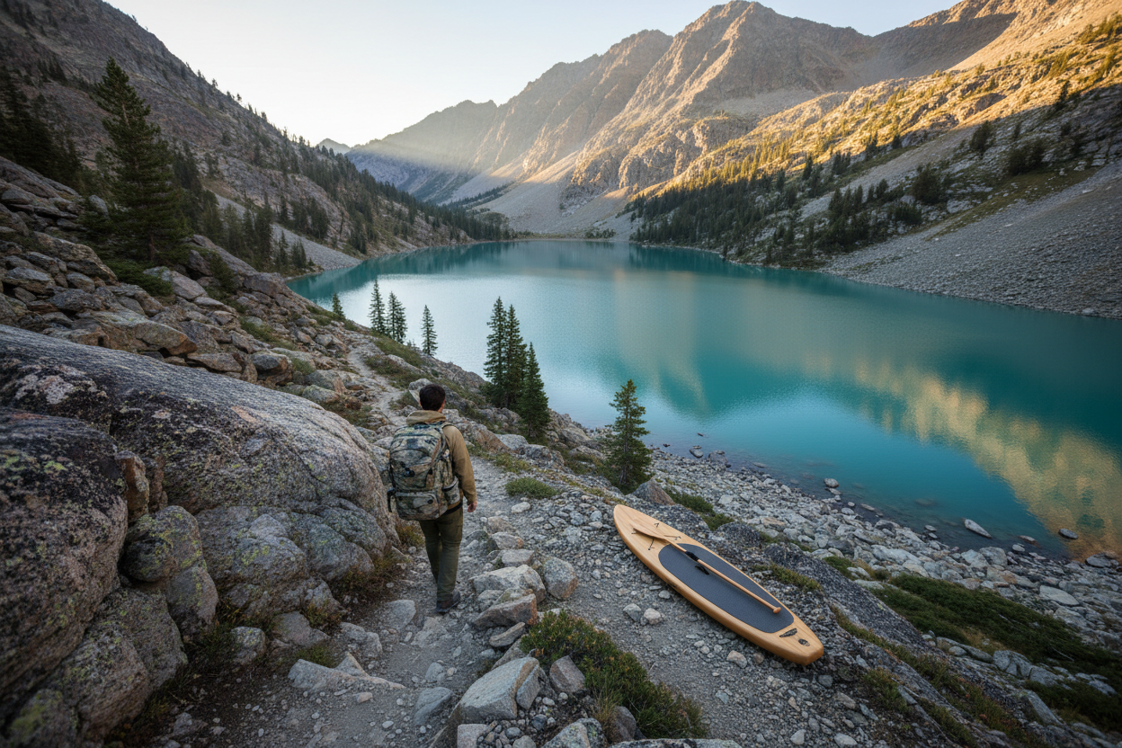 Morning to Midday - Hiker and Lake